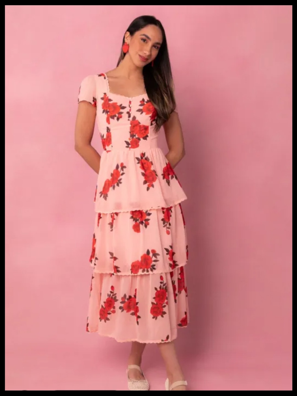 Ivy City Co Rose Tier Dress M